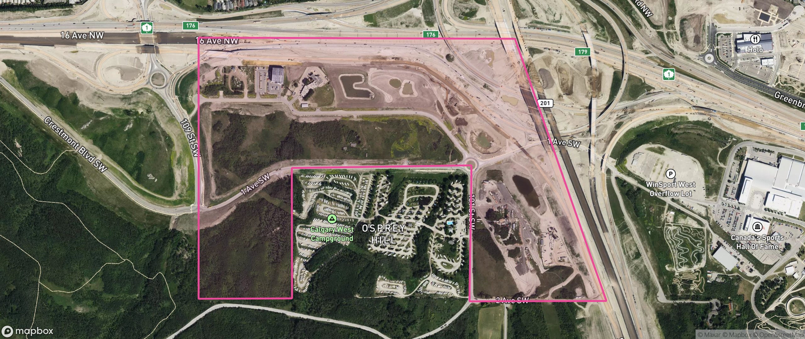 Map of 01C, Calgary showing the community boundary