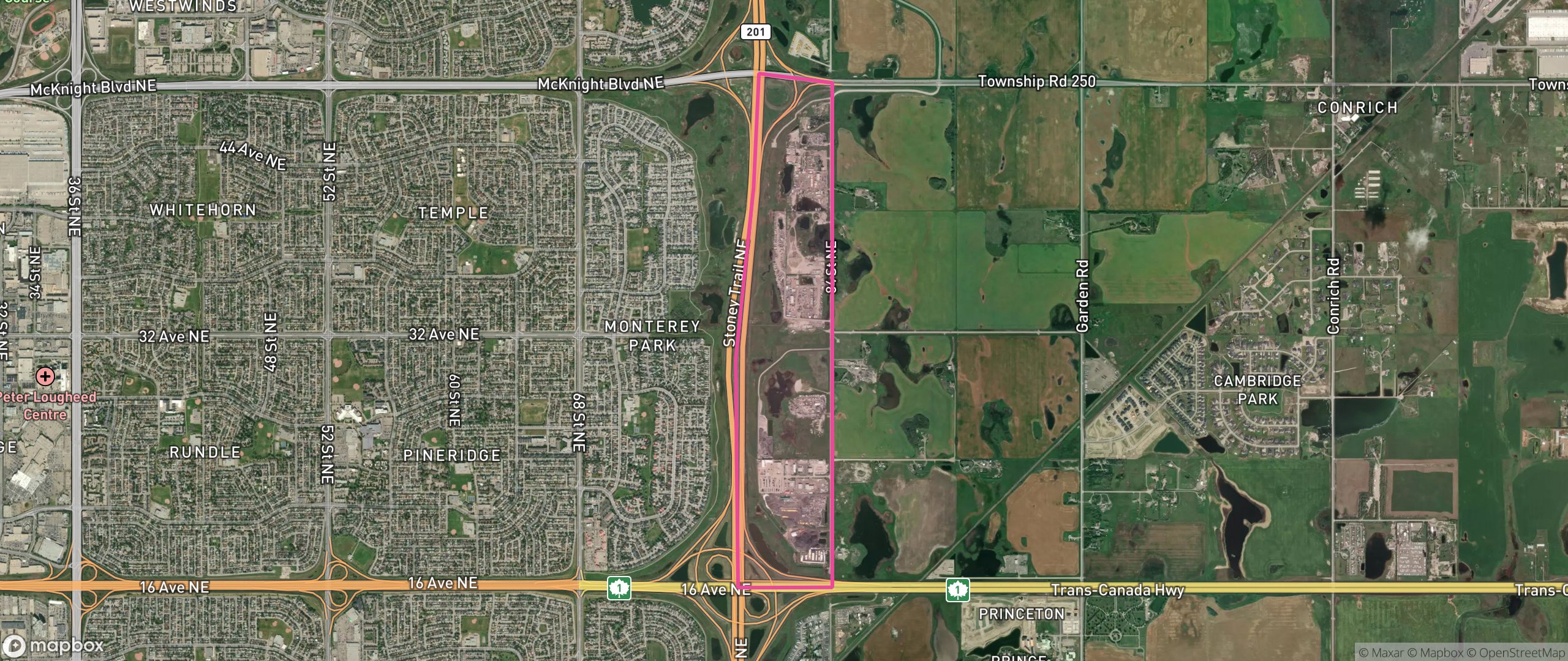 Map of 10E, Calgary showing the community boundary