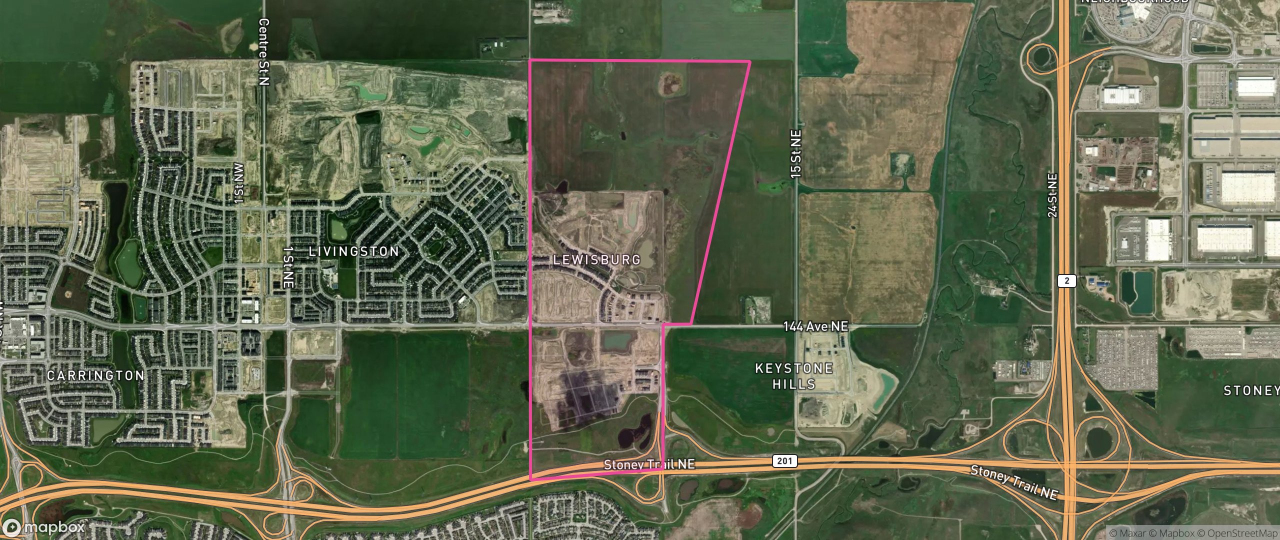 Map of Lewisburg, Calgary showing the community boundary