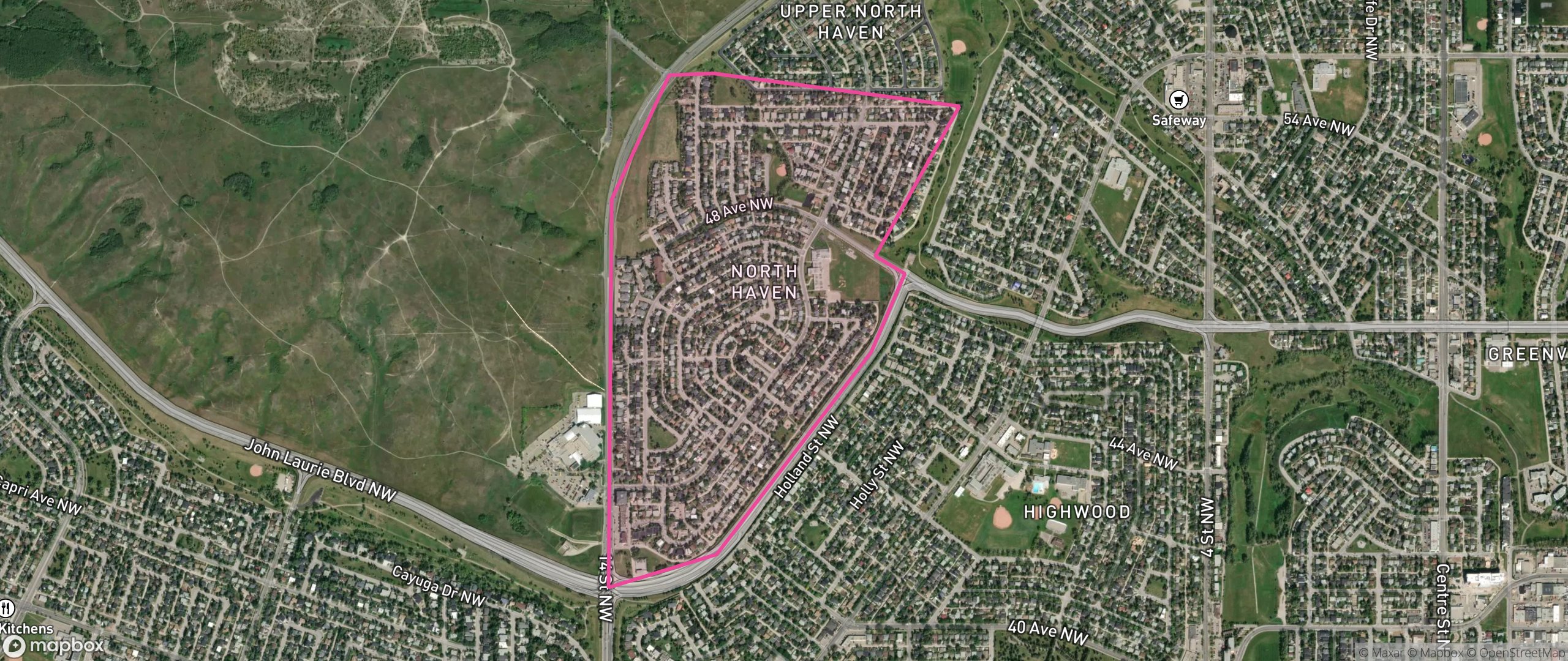 Map of North Haven, Calgary showing the community boundary