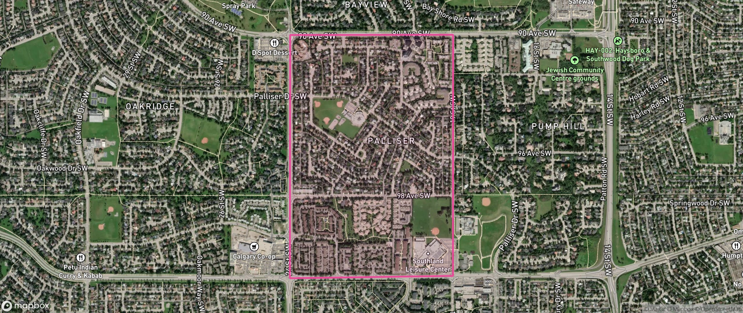 Map of Palliser, Calgary showing the community boundary