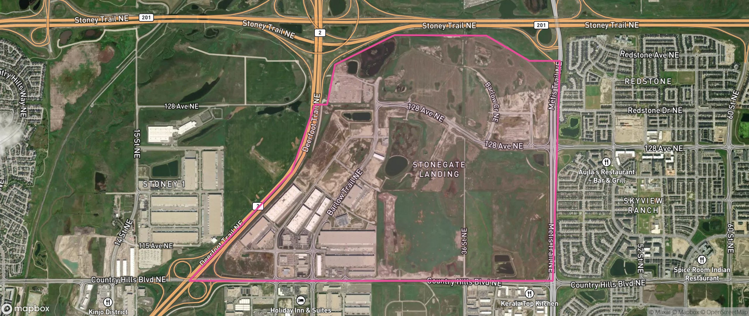 Map of Stonegate Landing, Calgary showing the community boundary
