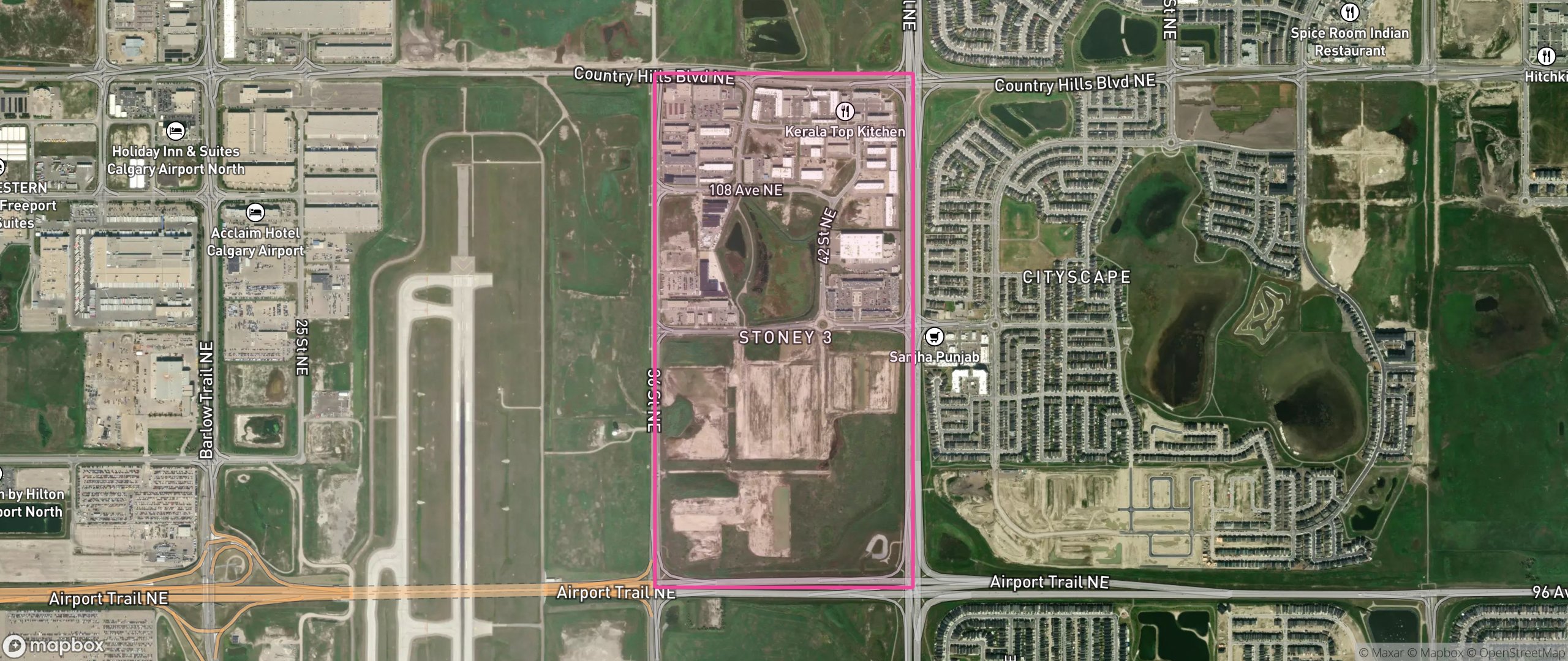 Map of Stoney 3, Calgary showing the community boundary