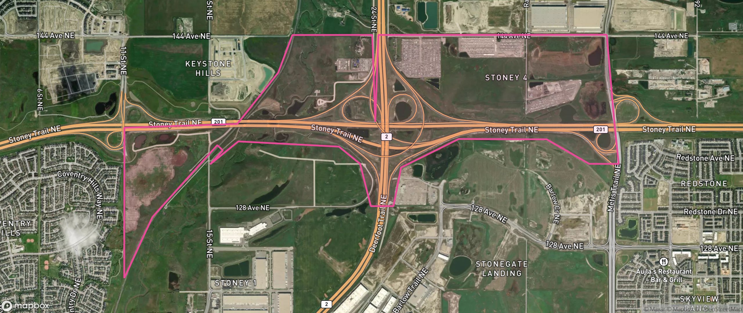 Map of Stoney 4, Calgary showing the community boundary