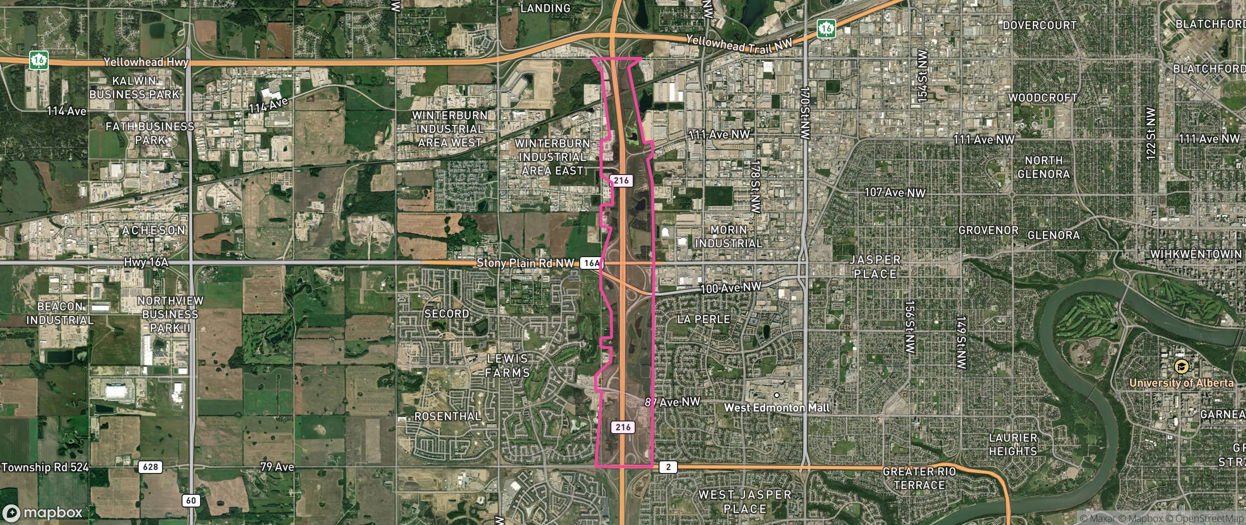 Map of Anthony Henday, Edmonton showing the community boundary