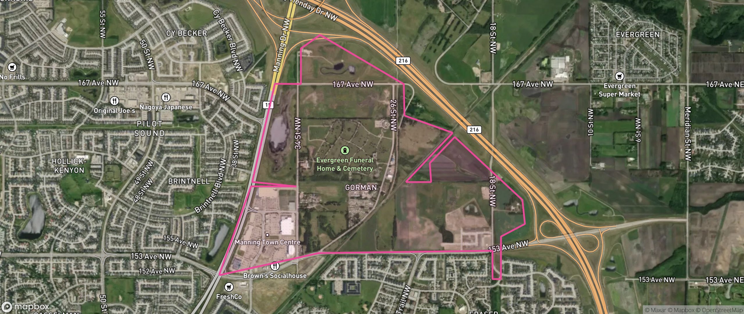 Map of Gorman, Edmonton showing the community boundary