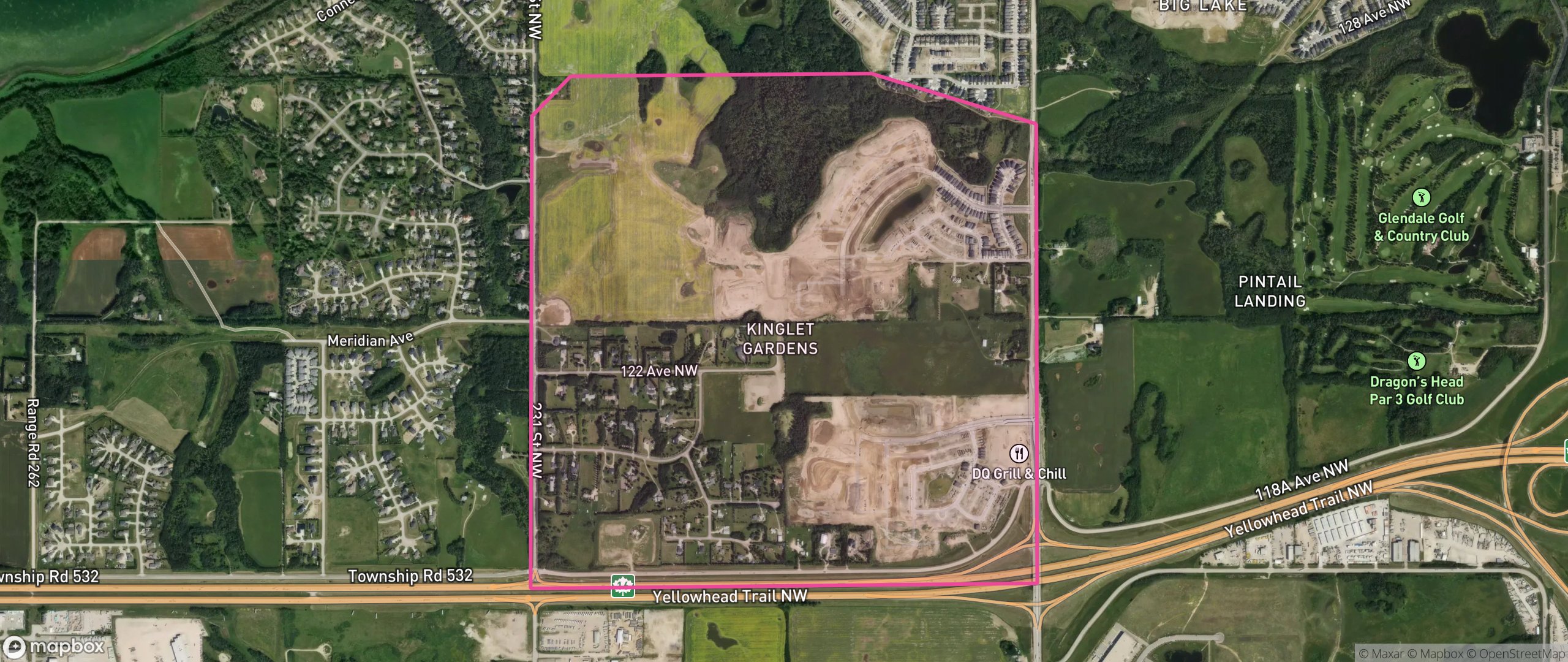 Map of Kinglet Gardens, Edmonton showing the community boundary