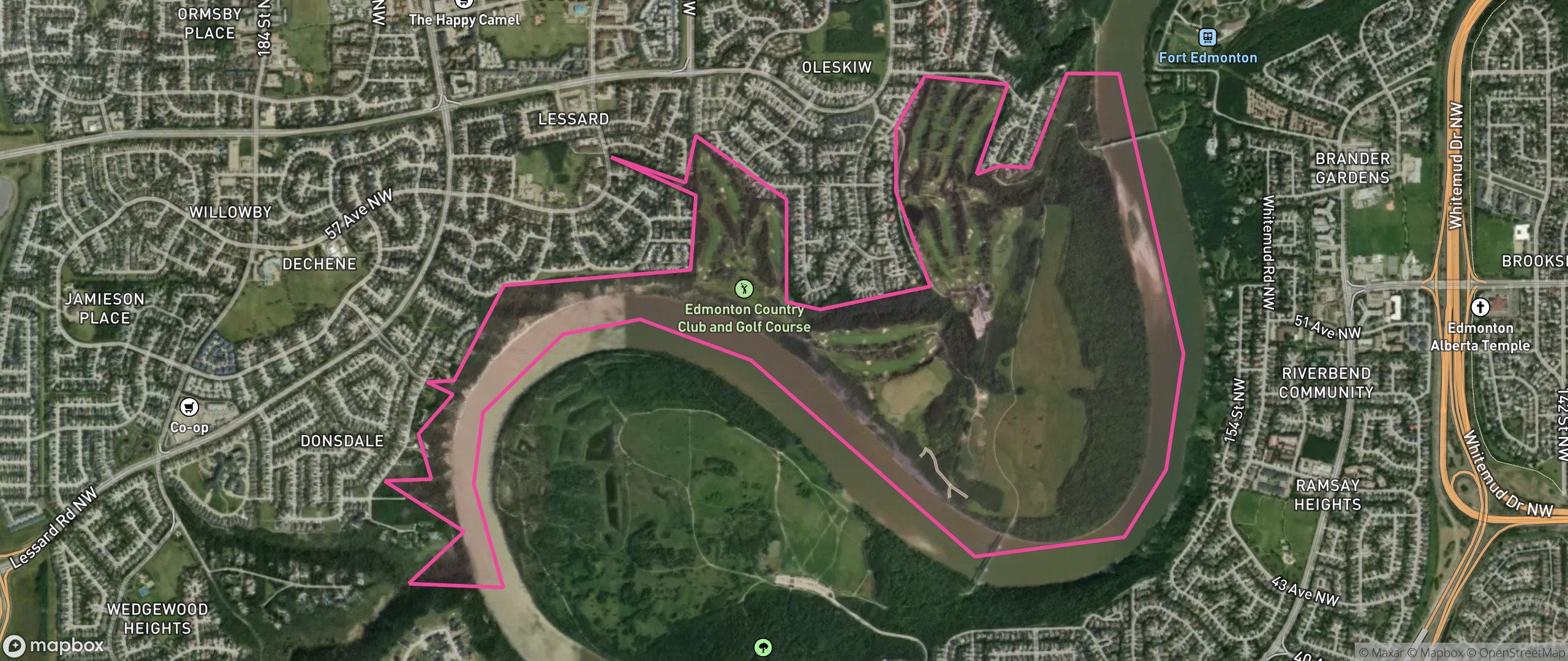 Map of River Valley Oleskiw, Edmonton showing the community boundary