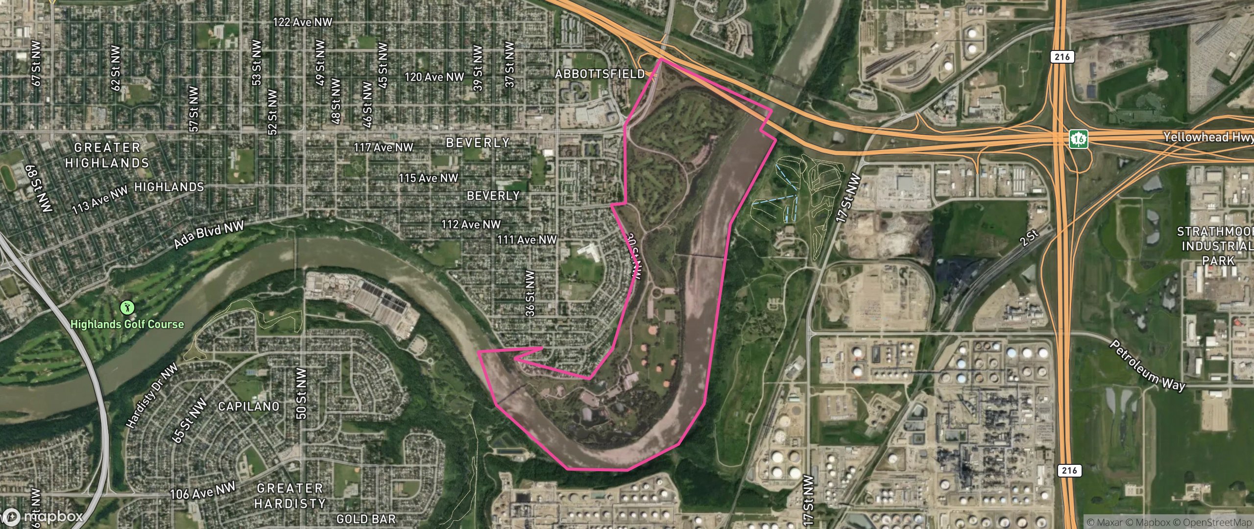 Map of River Valley Rundle, Edmonton showing the community boundary
