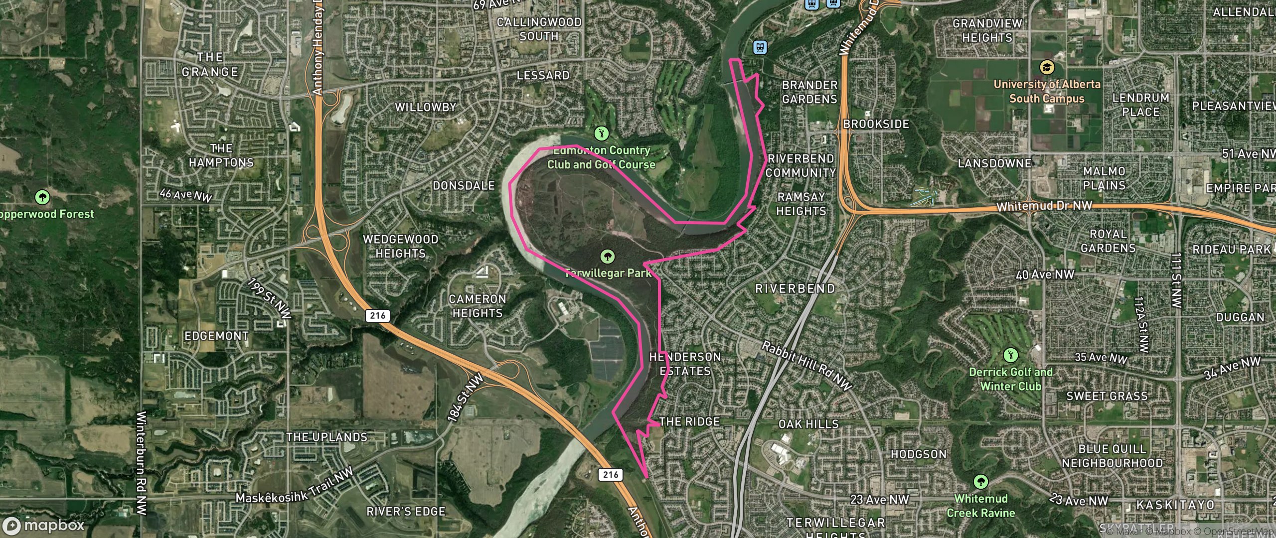 Map of River Valley Terwillegar, Edmonton showing the community boundary