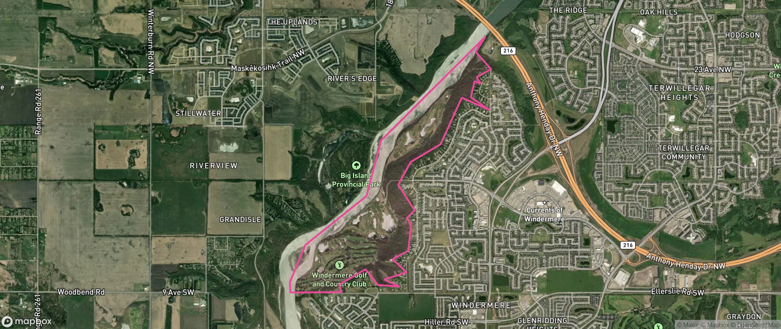 Map of River Valley Windermere, Edmonton showing the community boundary