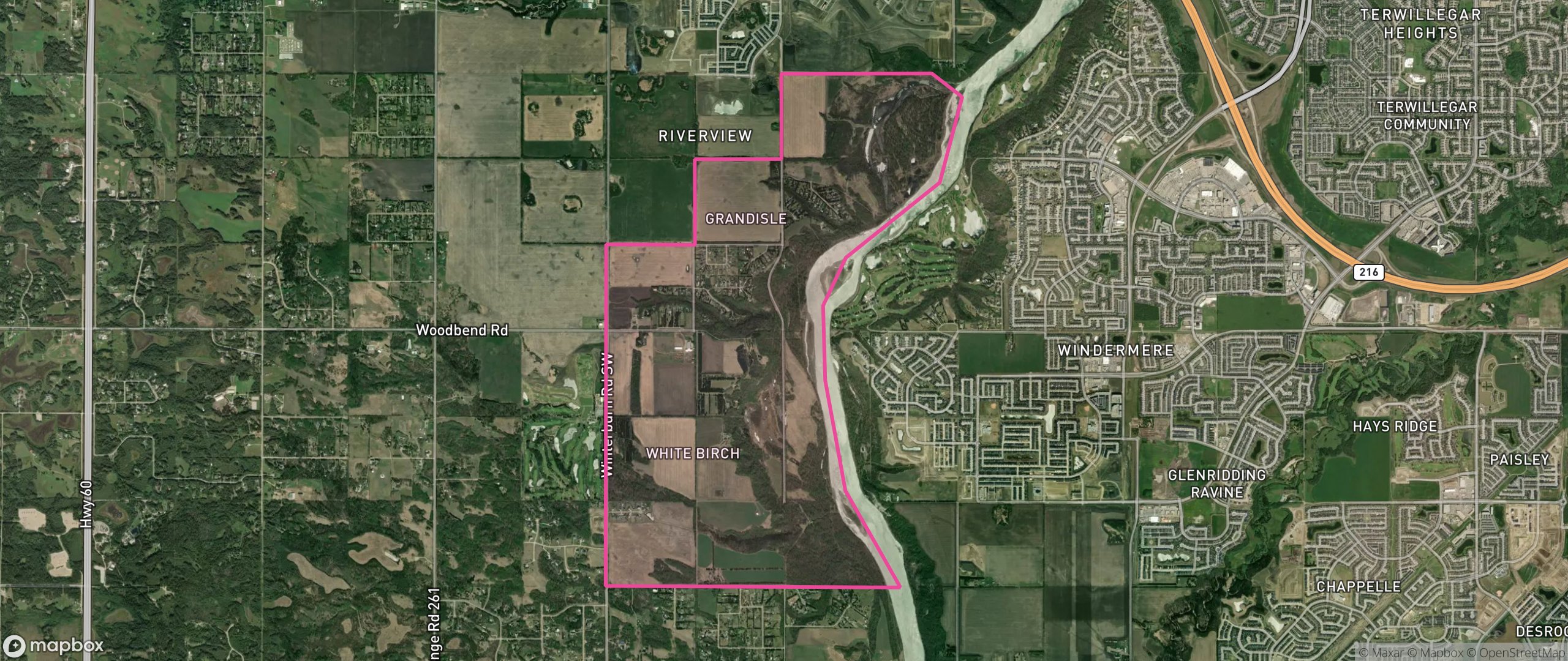 Map of Riverview Area, Edmonton showing the community boundary