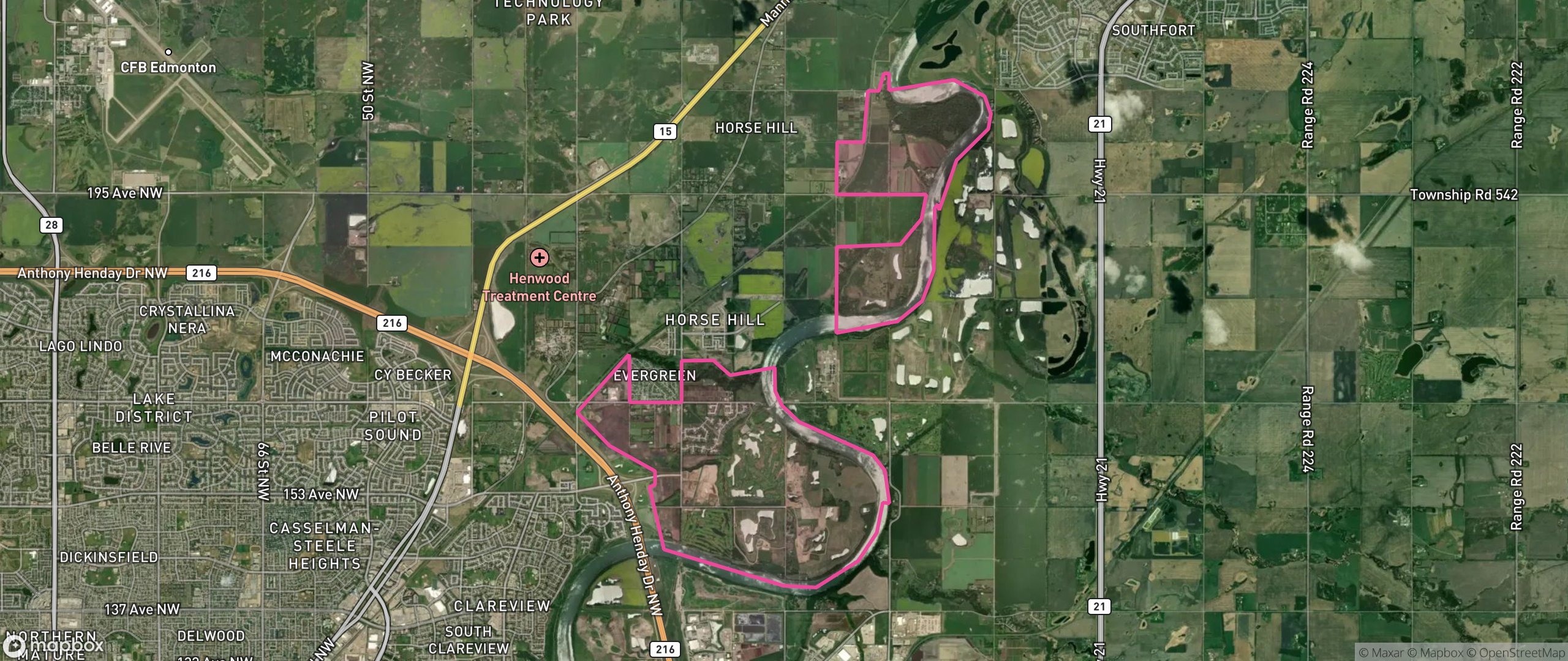 Map of Rural North East South Sturgeon, Edmonton showing the community boundary