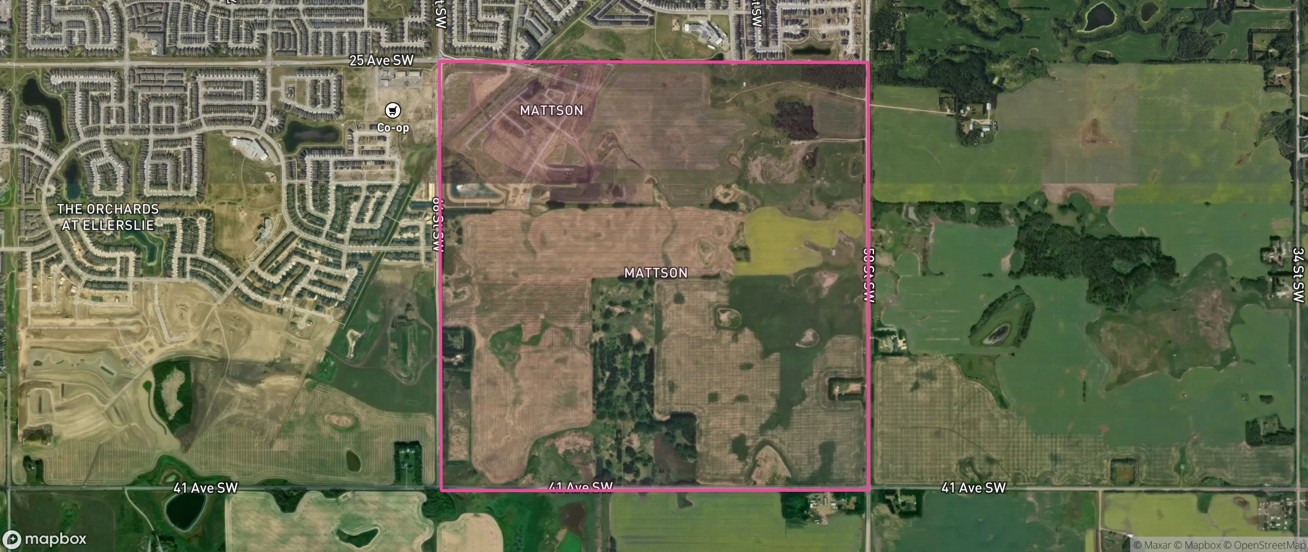Map of Rural South East, Edmonton showing the community boundary