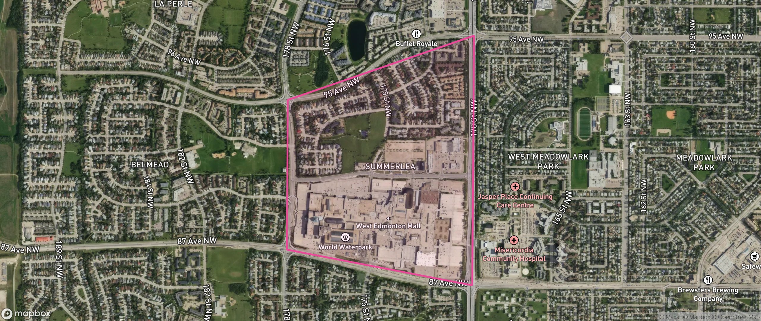 Map of Summerlea, Edmonton showing the community boundary