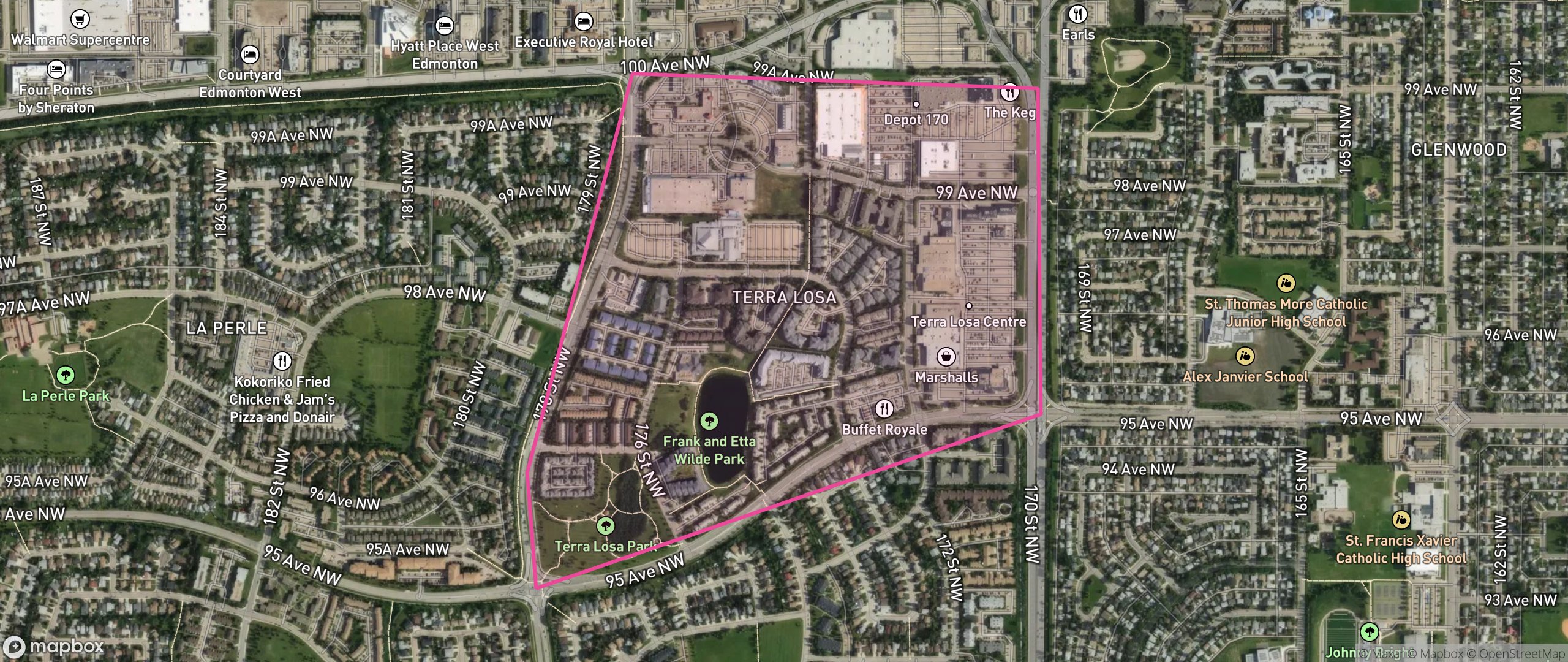 Map of Terra Losa, Edmonton showing the community boundary