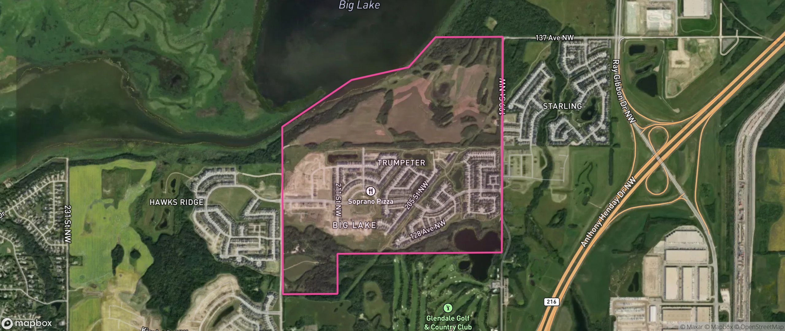 Map of Trumpeter Area, Edmonton showing the community boundary